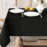 Softalker Mantel Negro Antimanchas 100 x 100 cm, con Estructura de Lino, Impermeable, Cuadrado, Lavable para Fiestas, Cumpleaños, Comedor, Exteriores, Casa, Cocina, Decoración Elegante y Funcional
