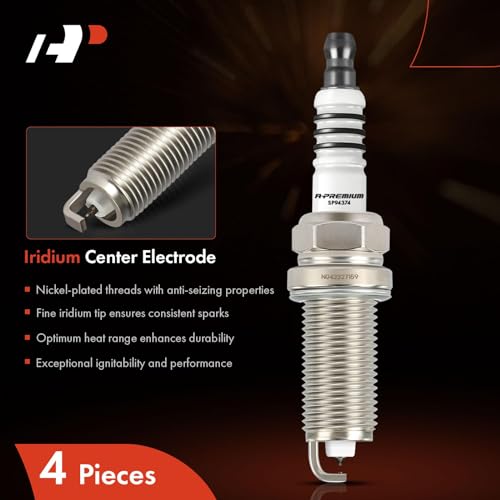 A-Premium Iridium Platinum Spark Plugs Compatible with Ford Explorer & Chevrolet Equinox & GMC Terrain & Mazda 3 & Cadillac CTS & Buick Regal & Lincoln MKC & Land Rover Discovery Sport & Jaguar, 4PCS