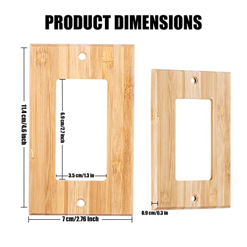 Solid Wood Single Rocker Light Switch Plate 4.5" X 2.76" Outlet Covers Wooden Decorative Wall Plate Bamboo Quality Light Switch Plate Cover For Bedroom Kitchen Home (Single Rocker) #TOP2