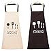 Sprießen Delantal de Cocina Impermeable Delantal Cocina Mujer y Hombre 2 Piezas Bolsillo Delantal Chef Profesional para Cocinar Restaurante Trabajar Bar BBQ Jardinería Artesanía Hornear Negro y Beige