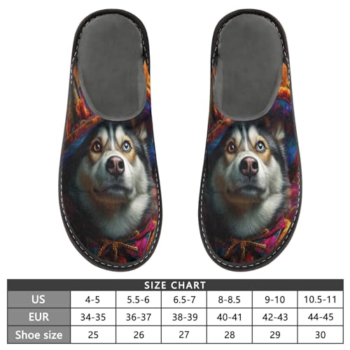 Slippers for Women Dog with Colorful Floral Pattern Soft Fuzzy Women's Slippers Indoor and Outdoor Shoes3