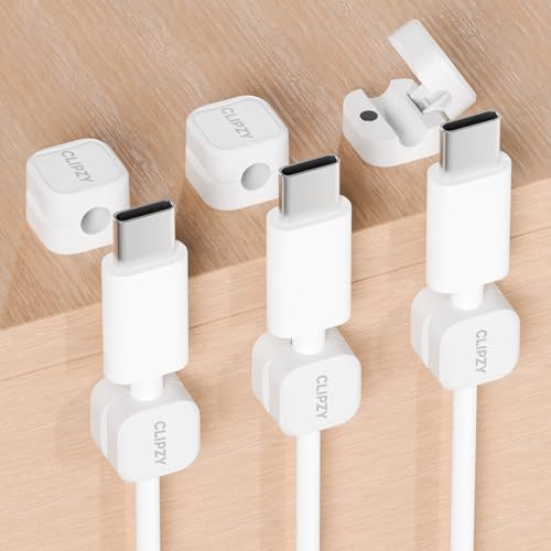 6 Pack Clips magnéticos para cables y organizador de cables con adhesivo, para gestión de cables bajo escritorio, para oficina y hogar, color blanco