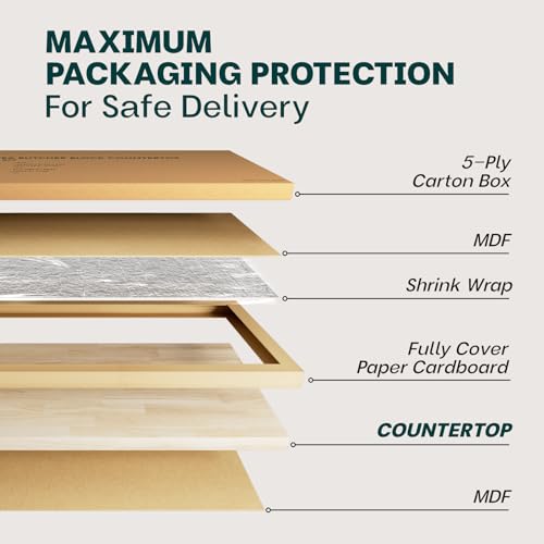 Bme Hevea Solid Wood Butcher Block Countertop, Unfinished Butcher Block Table Top for DIY Washer Dryer/Island/Kitchen Countertop, 10ft L x 25\" W, 1.5in Thick