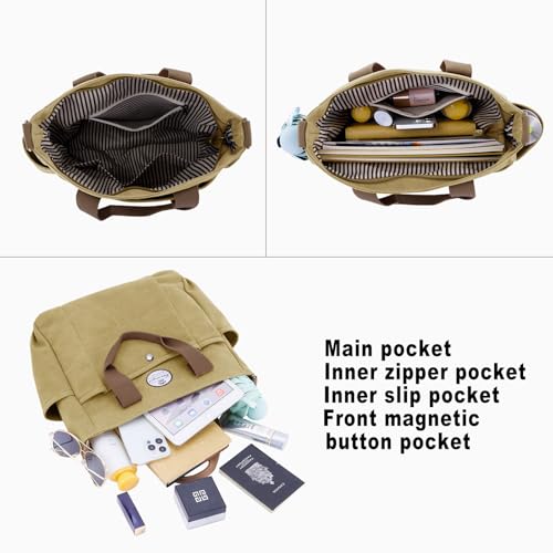 Image of HUA ANGEL Canvas Everyday Tote Bags for Women Medium Crossbody Purses Handbags with Multiple Pockets for Work Travel Beach