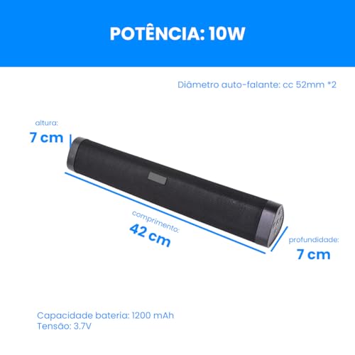 Soundbar Bluetooth Caixa De Som Para PC Computador 10w Rádio Pendrive Cartão Micro SD Auxiliar Portá