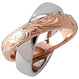 [ジュライス] ハワイアンジュエリー 2連 リング 指輪 スクロール レディース メンズ プレゼント 金属アレルギー対応 サージカル ステンレス ピンクゴールド19号