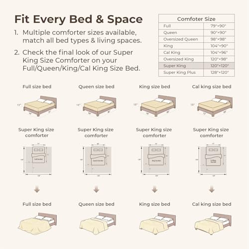 Image of Litanika Beige Super King Size Comforter Set, 3 Pieces Cream Tufted Boho Farmhouse Bedding Comforter Sets, Lightweight Fluffy Comforter Bed Set for All Season (120x120In Comforter and 2 Pillowcases)