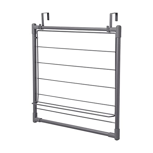 Household Essentials Metal Expandable Over the Door Drying Rack Gray