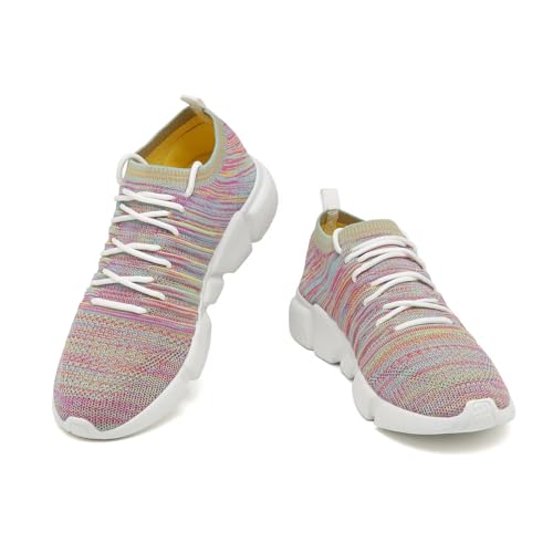 Image of GSLMOLN Mens Womens Fashion Sneakers Unisex Slip on Ultra-Sock Knit Soft Sole Breathable Lightweight Casual Walking Shoes