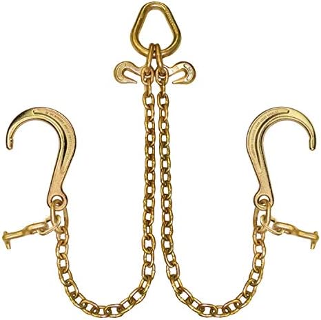Johnstown Towing Chain Bridle with 8 Inch J Hooks and Alloy T Hooks - Grade 70 Chain - 40 Inches Long - 4,700 Pound Safe Working Load