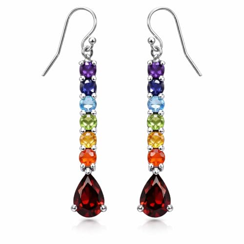 Boucles d'oreilles 7 chakras en argent cadeau bien-être femme