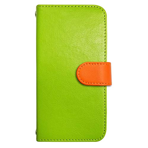 sslink iPhone17 Pro Max アイフォン17プロマックス 対応 ケース 手帳型 スマホケース 丸型 ラウンド(オレンジ) ベルト きせかえ belty おしゃれ (カバー色グリーン) ダイアリータイプ 横開き カード収納 フリップ カバー