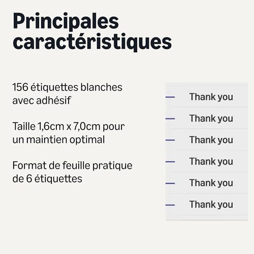 Amazon Basics Étiquettes pour dossiers,autocollantes pour classeurs,documents,classeurs et carnets de notes, écriture manuscrite uniquement, 1,6 cm x 7 cm, blanches, 156 étiquettes vierges – vue 2
