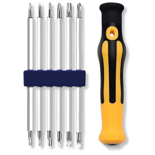 PARENCE - Jeu de 12 Tournevis avec Manche Ergonomique – Embouts TORX, Plat, Croix, Tri-Aile, Triangulaire, U – Acier Carbone Résistant