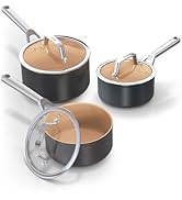 Ninja Extended Life 3-Piece Ceramic Saucepan Set (16.18 & 20 cm Pot), Non-Stick Coating (without...
