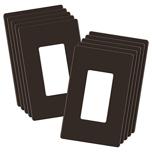 Image of LIDER Decorator Switch Cover, Screwless Wall Plate, Mid-Size 1-Gang 4.88 inch x 3.11 inch, LSWP-31M-BR10P, UL Listed, Thermoplastic, Matte Brown, 10-Pack