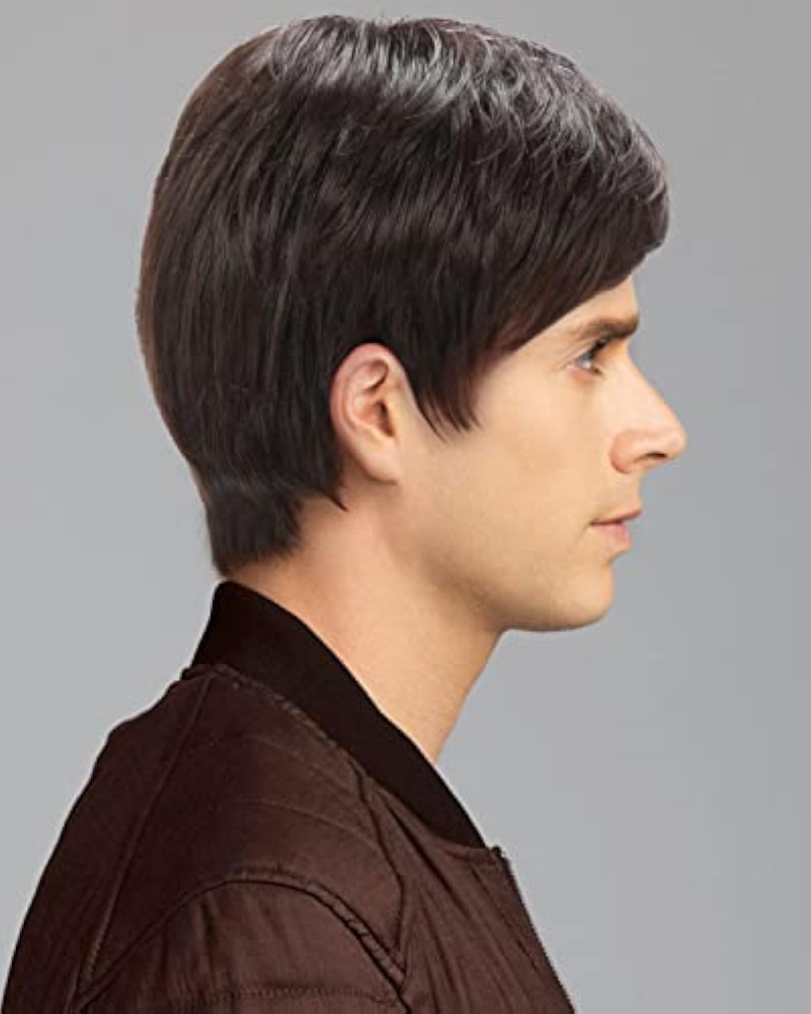 Men's Short Wavy Synthetic Wig, Brown