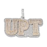 ICEDIAMOND Custom Iced Out Baguette CZ Diamond Nameplated Pendant Chain, 14K Gold Plated Hip Hop Huge 2~8 Letter Pendant Customized Personalized Chain Necklace for Men Women