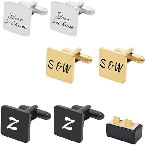 Personalized Cufflinks for Men, Custom Engraved Square Stainless Steel Cuff Links for Dad, Father Of The Brid, Groom, Groomsmen, Best Man Wedding Gift Cover