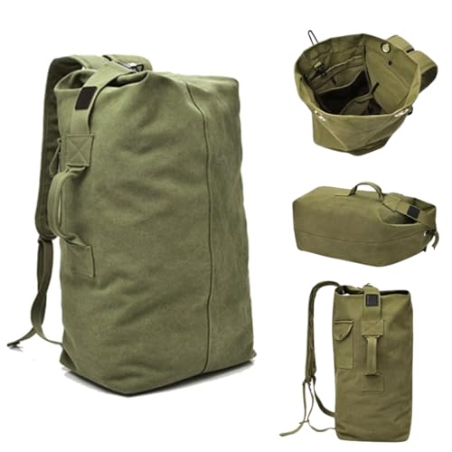 Image of Turtle Trek Travel Backpack Military Top Load Shoulder Bag Large Canvas Army Rucksack Trekking Hiking Duffle Luggage Bag with Multiple Pocket Compartments