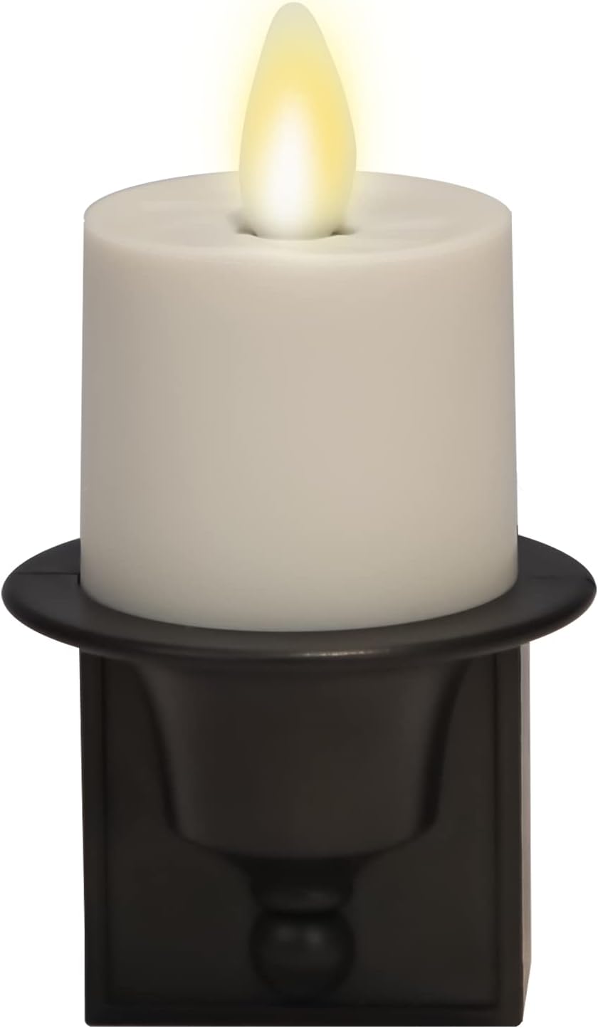 Luminara Flameless Candle Nightlight w/Dusk to Dawn Light Dark Auto Sensor, Black Wall Plug Indoor Night LED Light w/Real-Flame Effect Technology, Bathroom Bedroom Hallway, No Remote Needed Luminara Flameless Candle Nightlight w/Dusk to Dawn Light Dark Auto Sensor, Black Wall Plug Indoor Night LED Light w/Real-Flame Effect Technology, Bathroom Bedroom Hallway, No Remote Needed