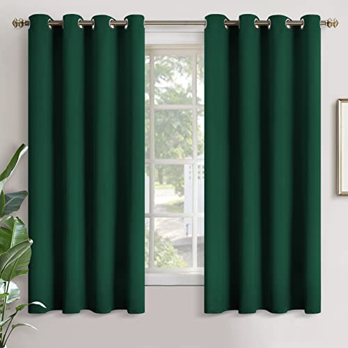 Image of YoungsTex Emerald Green Blackout Curtains for Bedroom 63 Inches Length - Thermal Insulated with Grommet Room Darkening Curtains for Living Room, 2 Panels, 52 x 63 Inch