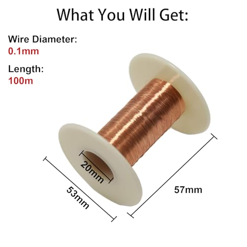 ZDLSDL Kupferlackdraht,Lackdraht,Kupferdraht Isoliert,Kupferspule,Kupferlackdraht 0.1mm,100m