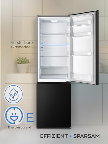 Heinrich´s Kühlgefrierkombination 269 Liter, Kühlvolumen 198L, Gefrierfach 71L,LED Beleuchtung,Kühlschrank Türanschlag wechselbar, leise 39dB,große Tiefkühlboxen, 7 Temperaturstufen, (inox-schwarz) – Bild 3