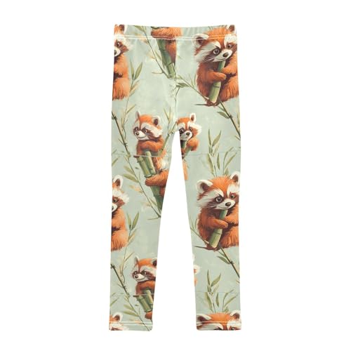 Funny Red Raccoon Girls Leggings Kids Yoga Pants Dance Active Tights 4T2