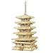 ROBOTIME Puzzle 3D in Legno Taglio Laser Kit Costruzione Legno Meccanico per Adulti Cinque Piani Pagoda Rompicapo Modellini Kit Giocattoli Educativi