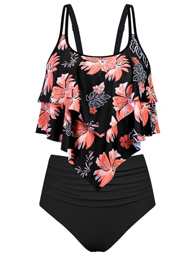 Image of Arolina Plus Size Swimsuits for Women Tankini High Waisted Bikini Sets Tummy Control Bathing Suits （S-24W