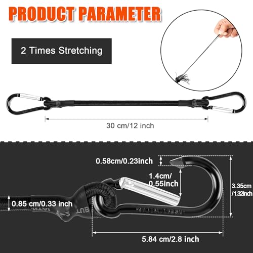 TaoTazon Spanngummi mit Karabiner Haken, 30 cm Expander mit Karabiner, 4 Stück Expander mit Haken, Starker Spanngurte mit Haken, Gummispanner mit Haken