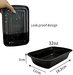25pack 32oz Plastic meal prep container w/lid, Food prep containers, Take out containers，Food Storage container microwave and freezer safe- Black