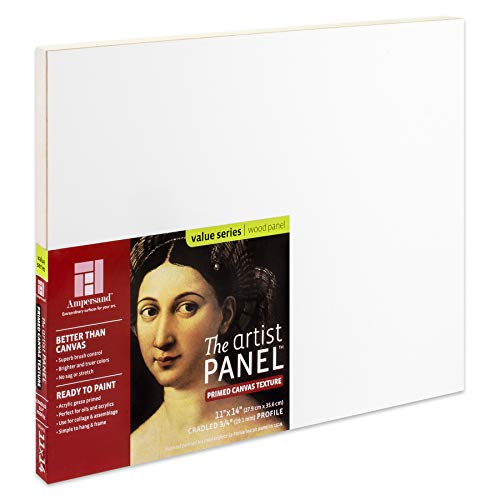Ampersand Art Supply APC751114 Wood Gesso Art Painting Panel: Canvas Texture cover