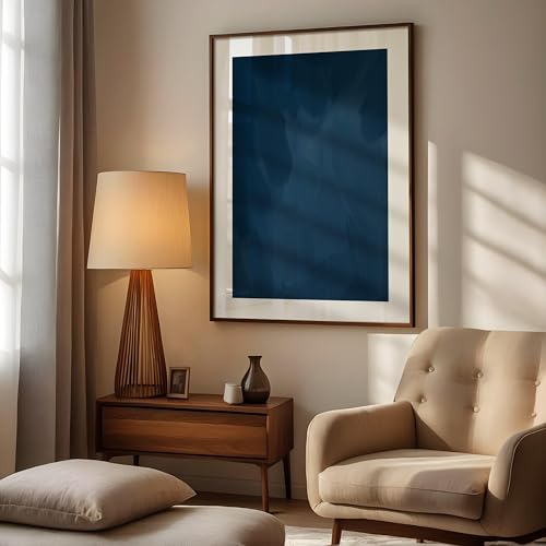 Affiche minimaliste sur toile pour salon moderne : art mural bleu marine 60x80 cm