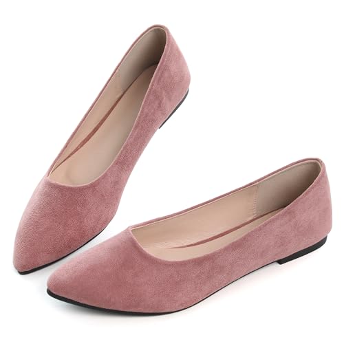 Image of Dear Time Women's Pointed Toe Ballet Flats Simple Casual Office Work Flats Slip-on Comfortable Shoes