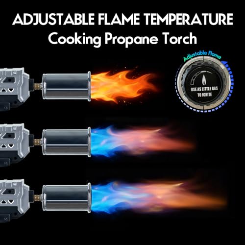 Powerful Propane Torch Gun, Adjustable Flame Thrower Gun, Kitchen Torch Culinary Torch Sous Vide, Weed Burner Torch, Charcoal Lighter, Gifts for Menr(Tank Not Included) (Silver) — view 4