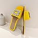 LVOMU Women's Rhinestones Weave Wide Width Flat Slides Sandals Fashion Comfortable Open Toe Slip On Summer Walking Slippers for Indoor Outdoor Beach Daily Wear (Yellow,11)