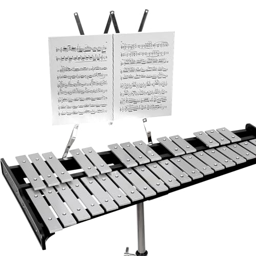 LOMUTY 32 Notes Foldable Glockenspiel Xylophone, Bell Kit for Adults and Kids, Percussion Instrument Kit with Adjustable Height Stand, Muted Practice Pad, Music Stand, 3 Mallets, Carrying Bag