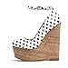 AUMOTED Women Polka Dots Wedge High Heels Pumps Platform Round Toe Pumps Ankle Strap 6.3 Inch Wedge High Heels for Party Evening Dress Shoes Patent US Size 12