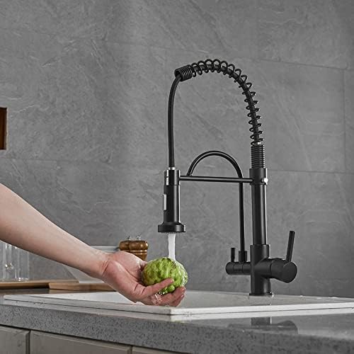 Robinet de cuisine à 3 voies avec mitigeur douchette extractible et filtre noir