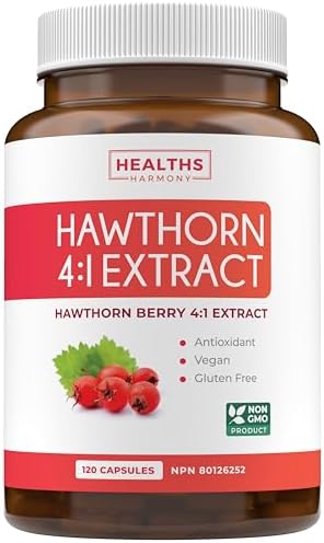 Hawthorn Berry Capsules (4 Month Supply) High Strength 4:1 Extract - Digestion & Heart Health Supplements - Concentrated from 2660mg Hawthorn - Vegan, Non-GMO Hawthorne Supplement - 120 capsules