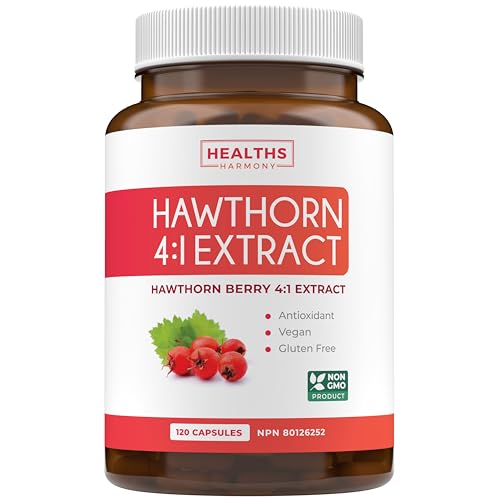 Hawthorn Berry Capsules (4 Month Supply) High Strength 4:1 Extract - Digestion & Heart Health Supplements - Concentrated from 2660mg Hawthorn - Vegan, Non-GMO Hawthorne Supplement - 120 capsules
