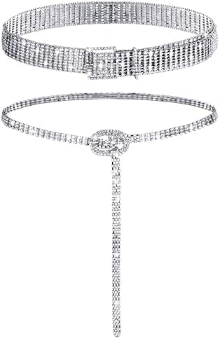 2 Pieces Women Rhinestone Belt for
