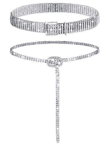 Ceinture en strass argentée pour robe Geyoga en lot de 2 taille M