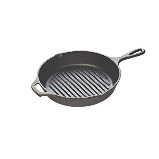 R Runilex Cast Iron Grill Pan Pre-Seasoned Induction Base Cookware (10 Inch, Black)