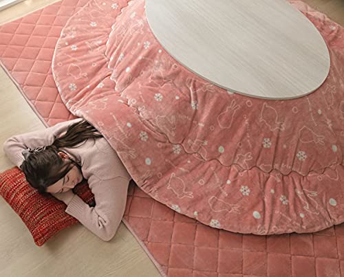 こたつ布団 楕円形 洗える スノーラビット こたつ掛け布団 スモーキーピンク 約185×225cm だ円 フランネル 抗菌 防臭 kotatsu huton 厚掛け 厚手 リバーシブル おしゃれ 北欧 無地 うさぎ ウサギ 兎 ＃9845825
