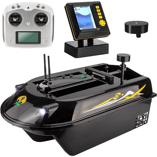 Barco de cebo de pesca con control remoto con buscador de peces, carga de 8 kg, alcance de 600 m, 4 contenedores de cebo, retorno inteligente para entusiastas de la pesca