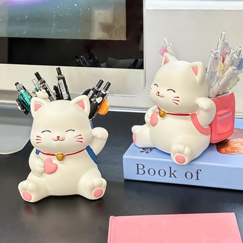 Fournitures de bureau scolaires Hrippy et porte-pinceaux multifonctionnel chat