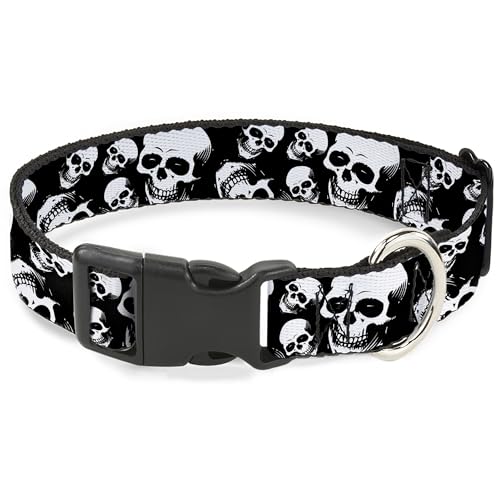 Collier pour chien Buckle-Down noir et blanc crânes imprimés